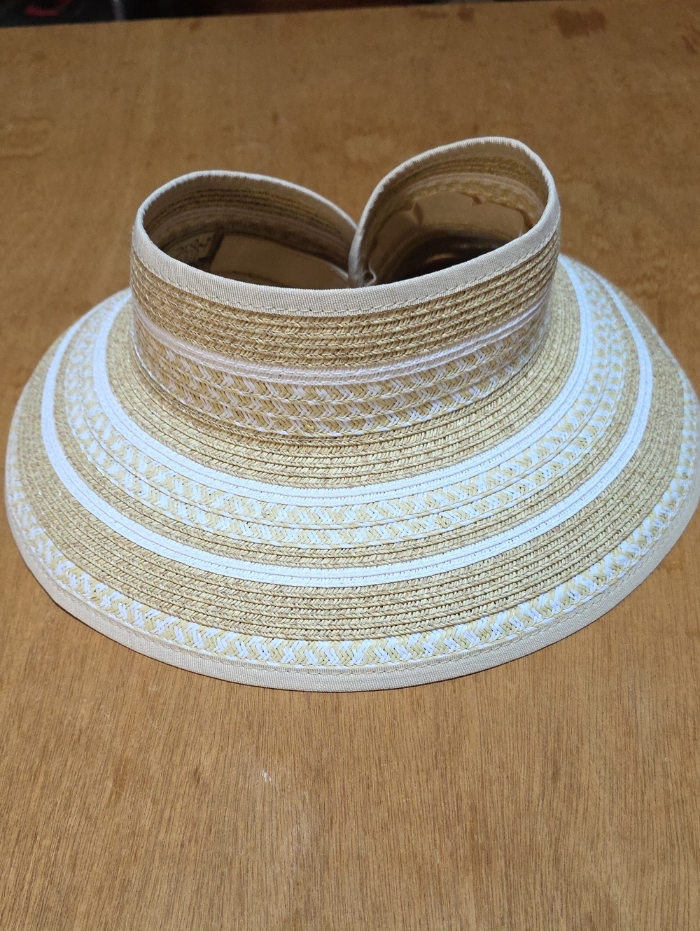 Sun n Sand Headwear Ladies Straw Visor Hat - Natural & White